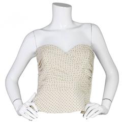 Giorgio Armani Beige & Black Polka Dot Silk Bustier sz IT44 1