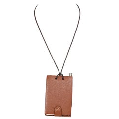 Hermes Brown Chevre Leather Notebook Necklace w/ Pen