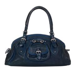 Christian Dior Blue Leather Bowler Bag