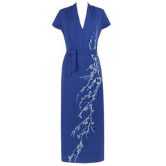 GIVENCHY Couture A/W 1998 ALEXANDER McQUEEN Royal Blue Floral Embroidered Dress