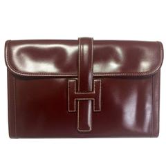 Vintage HERMES jige, document case, dark wine, bordeaux boxcalf portfolio bag.