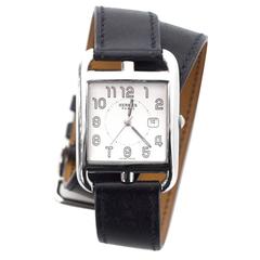 Hermes 29MM Cape Cod GM Double Tour Uhr in Schwarz & Edelstahl mit BOX