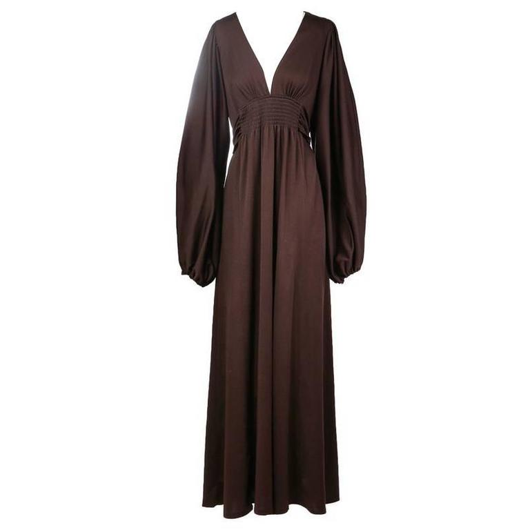 Ossie Clark Jersey Peasant Dress circa 1970s For Sale at 1stDibs