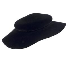 Vintage Halston 60s Black Velvet Platter Hat