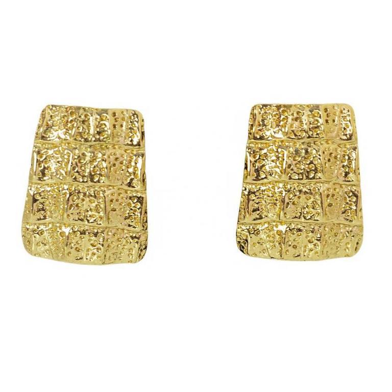 Yves Saint Laurent YSL Vintage Gold Rectangle Clip On Earrings For Sale