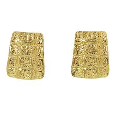 Yves Saint Laurent YSL Vintage Gold Rectangle Clip On Earrings