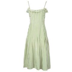 Galanos Vertical Stripe Pleated Dress circa 1960s
