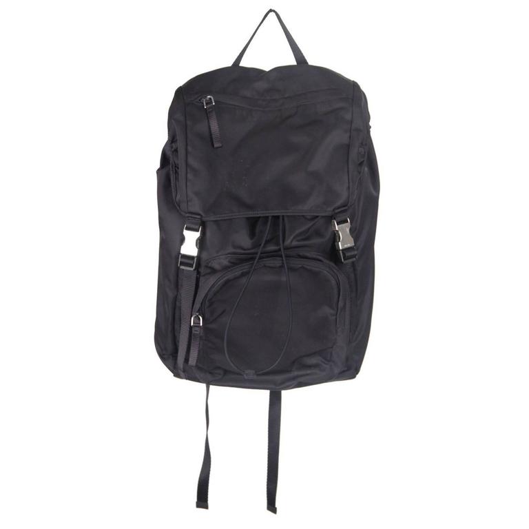 PRADA Navy Blue Nylon Canvas DOUBLE BUCKLE BACKPACK For Sale at 1stDibs