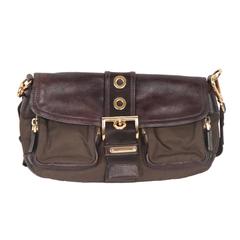 PRADA Braun Tessuto Segeltuch & Leder BUCKLE CROSSBODY BAG