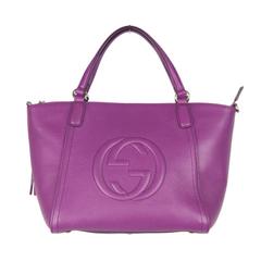 GUCCI Purple Leather SOHO Tote HANDBAG w/ Strap 10