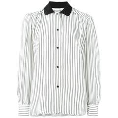 Saint Laurent Black and White Silk Pussy Bow Shirt 2