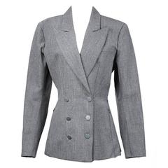 Alaia Grey Double Breasted Blazer circa 1980s