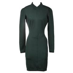 Alaia Hunter Green Bodycon Knit Dress circa 1980s. 1