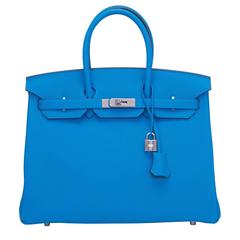 Hermes Bleu Zanzibar Verso Togo Birkin 35cm Palladium Hardware