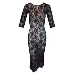S/S 1999 Dolce & Gabbana Black Sheer Mesh Lace Dress