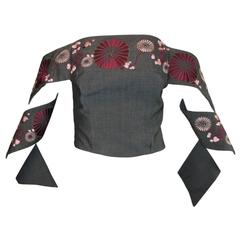 S/S 2001 Voss Alexander McQueen Japanese Embroidered Bustier Crop Top 2