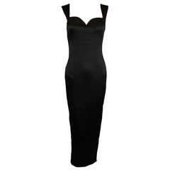 F/W 1995 Gianni Versace Black Silk Wiggle Gown Dress 9