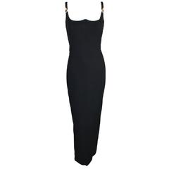 F/W 1995 Gianni Versace Couture Long Black Gown Dress M 44 4