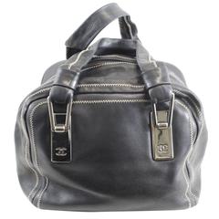 2003 Chanel Black Super Soft Leather Cube Bag 6