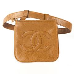 Chanel Caviar Belt Bag - Tan Leather CC Logo Vintage Caramel Waist Handbag Beige