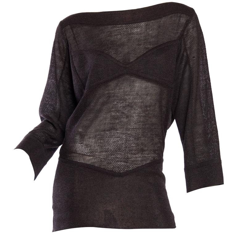 Alaia Linen Sheer FauxBra Sweater MiniDress For Sale at 1stdibs