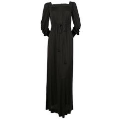 1970's YVES SAINT LAURENT black jersey gown with soutache trim 11