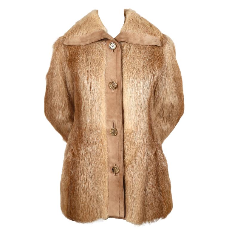 Magnin fur coat with suede trim 