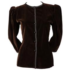 1970's YVES SAINT LAURENT brown velvet jacket with black satin trim 5