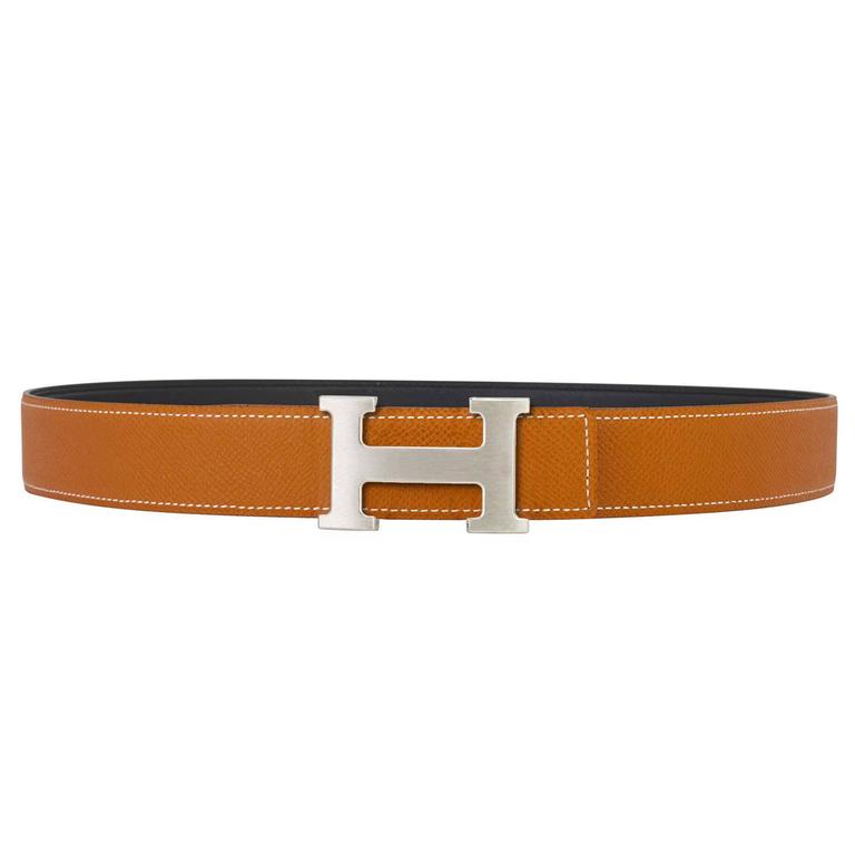 Hermes Gold and Black Reversible Two Colors 32mm H Belt Kit Silver ...