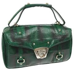 Salvatore Ferragamo Leather Snakeskin Embossed Evening Top Handle Satchel Bag 3