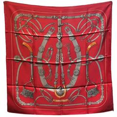 Hermes Vintage Red Gaucho Silk Scarf c1970s 11