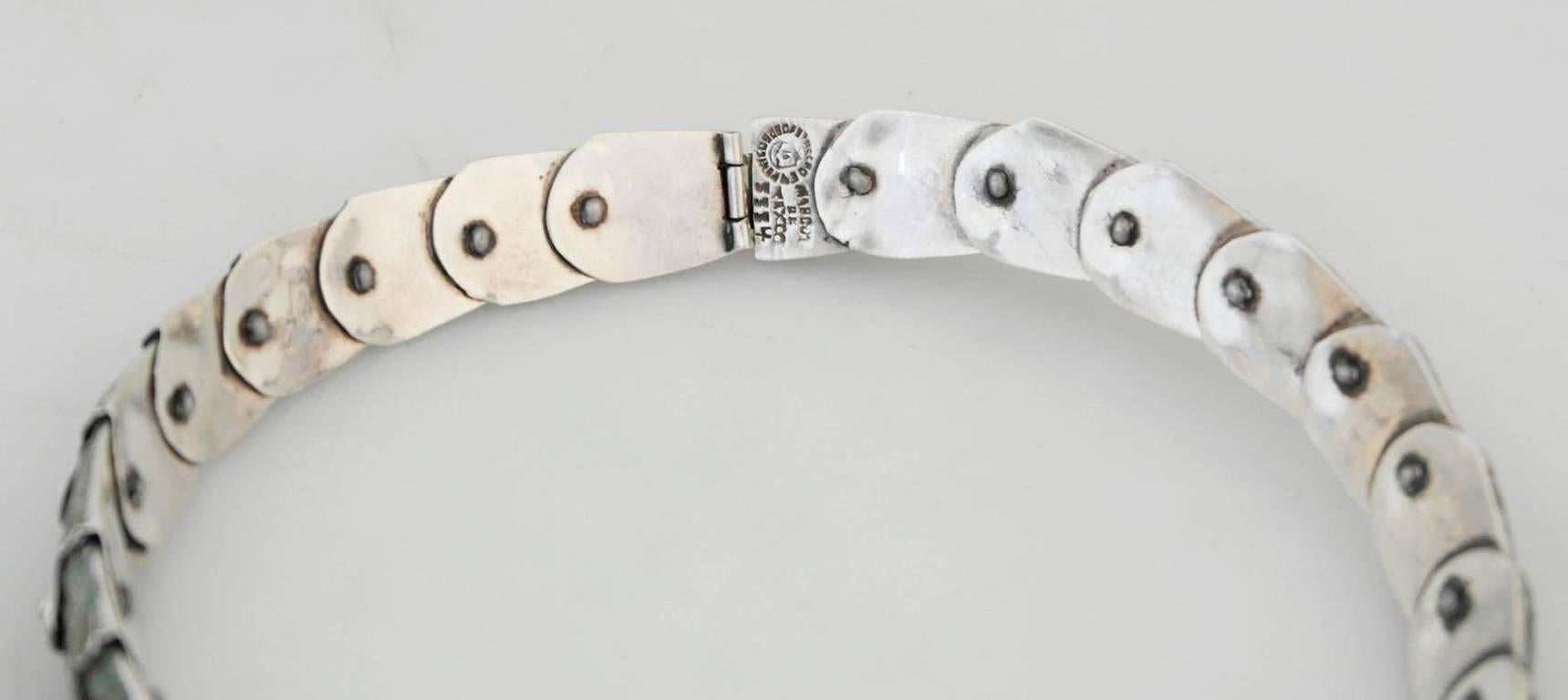 Margot De Taxco Sterling Silver  Enamel Snake Necklace and Bracelet For Sale 5