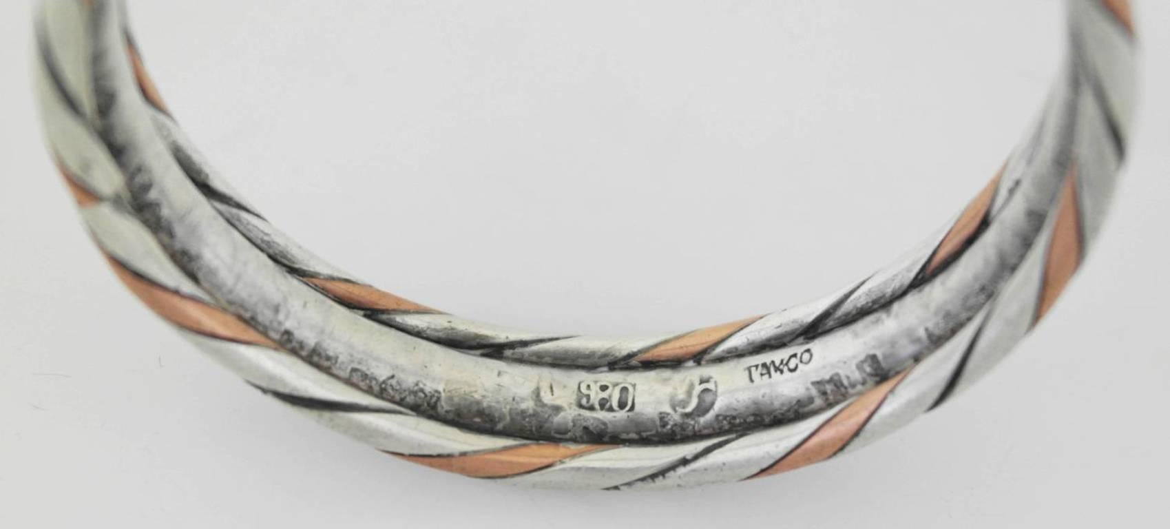 William Spratling Sterling Silver Copper Bangle Bracelet 3