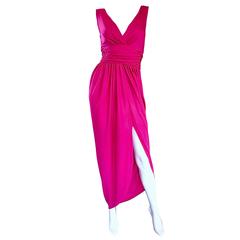 1970s Lilli Diamond Hot Pink Raspberry Sexy Vintage 70s Disco Jersey Dress 