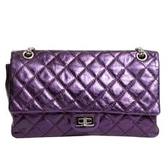 Chanel Purple Metallic Reissue 225 Double Flap with Silver Hardware