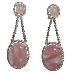 Faux Diamond Sterling Rose Cherry Quartz Earrings 1