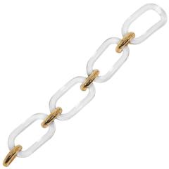 Collezione Monte Napoleone Gold Vermeil Sterling Lucite Curved Link Bracelet