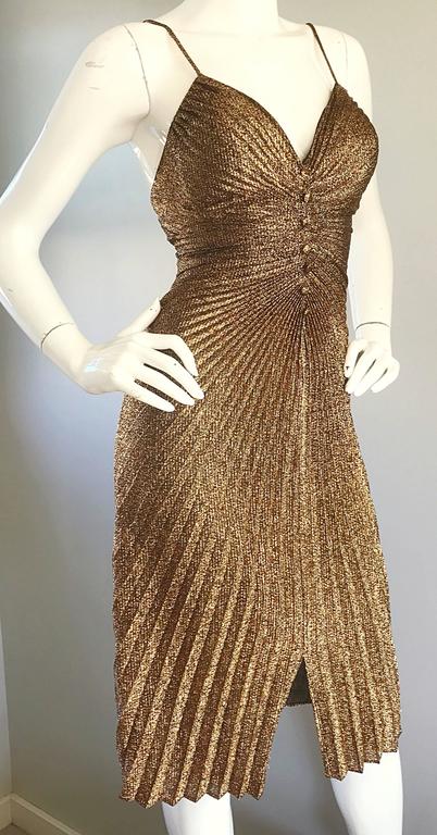 1970s Vintage Samir Sexy Gold Bronze Studio 54 Pleated Metallic Disco 70s  Dress at 1stDibs | gold disco dress, gold 70s dress, gold disco dress  vintage
