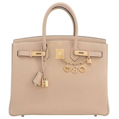 Hermes Trench 35cm Togo Beige Gold Hardware Sac Birkin