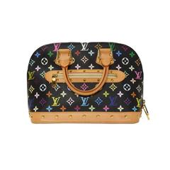 LOUIS VUITTON Black Multi-color Studded Alma Bag RT$2720