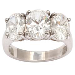 Classic Vintage Three Stone Platinum Diamond Ring 7