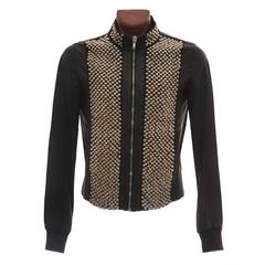 Rick Owens Men's Black Leather Silver Studded Zip Front Bomber Jacket 11