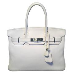 STUNNING Hermes White Togo Leather 30cm Birkin Bag 1