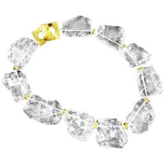 Fabulous Chunky Natural Rock Crystal Gilt Sterling Silver Necklace