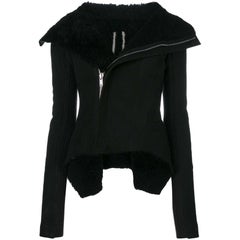 Rick Owens NEW Nasaka Black Suede & Shearling Biker Jacket sz IT48