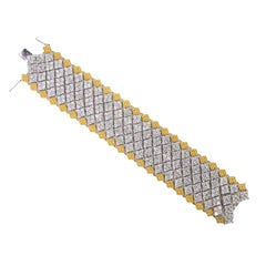 Stunning Pave CZ Crystal Gilt Sterling Silver Flexible Bracelet