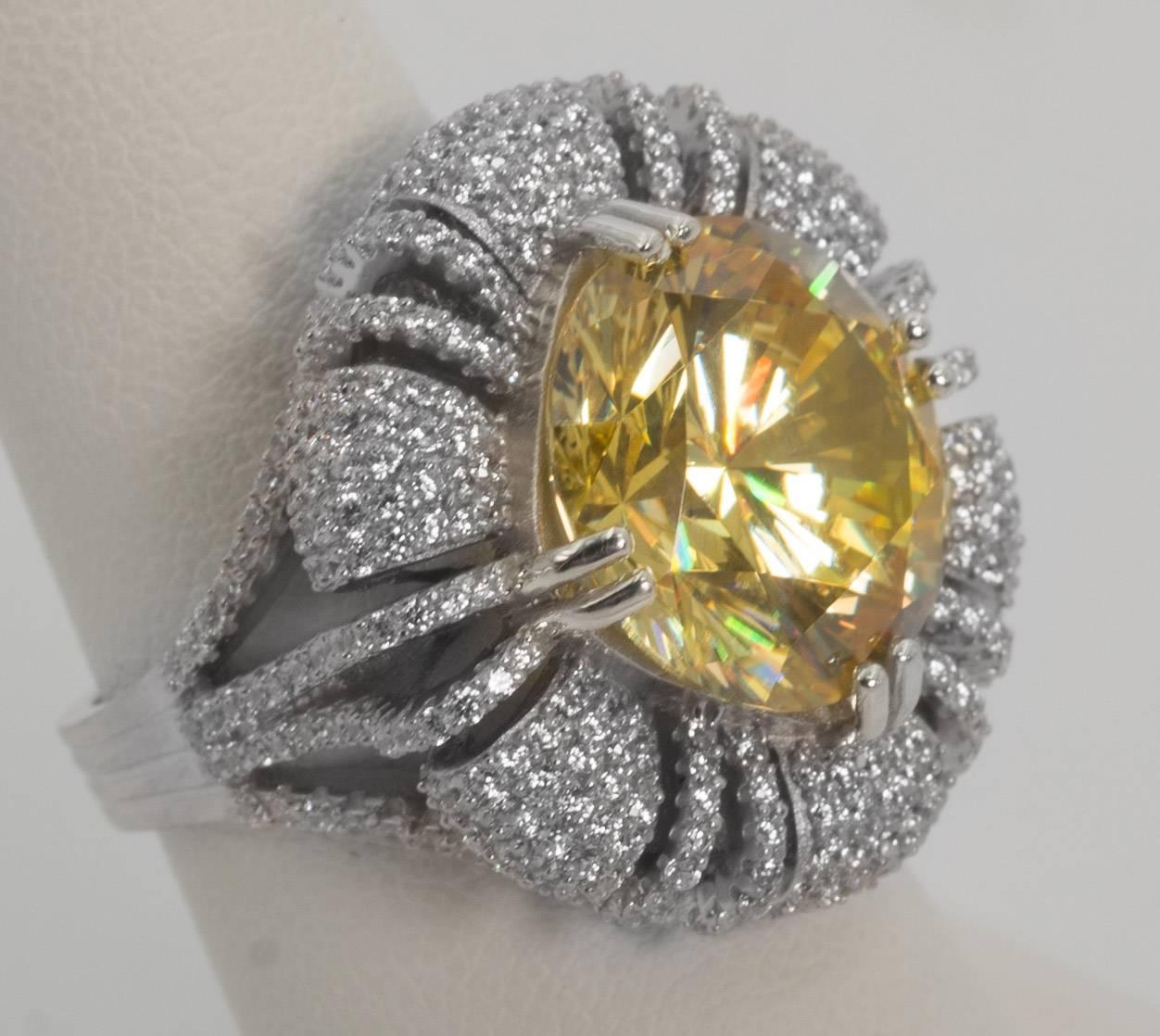 cubic zirconia yellow diamond rings