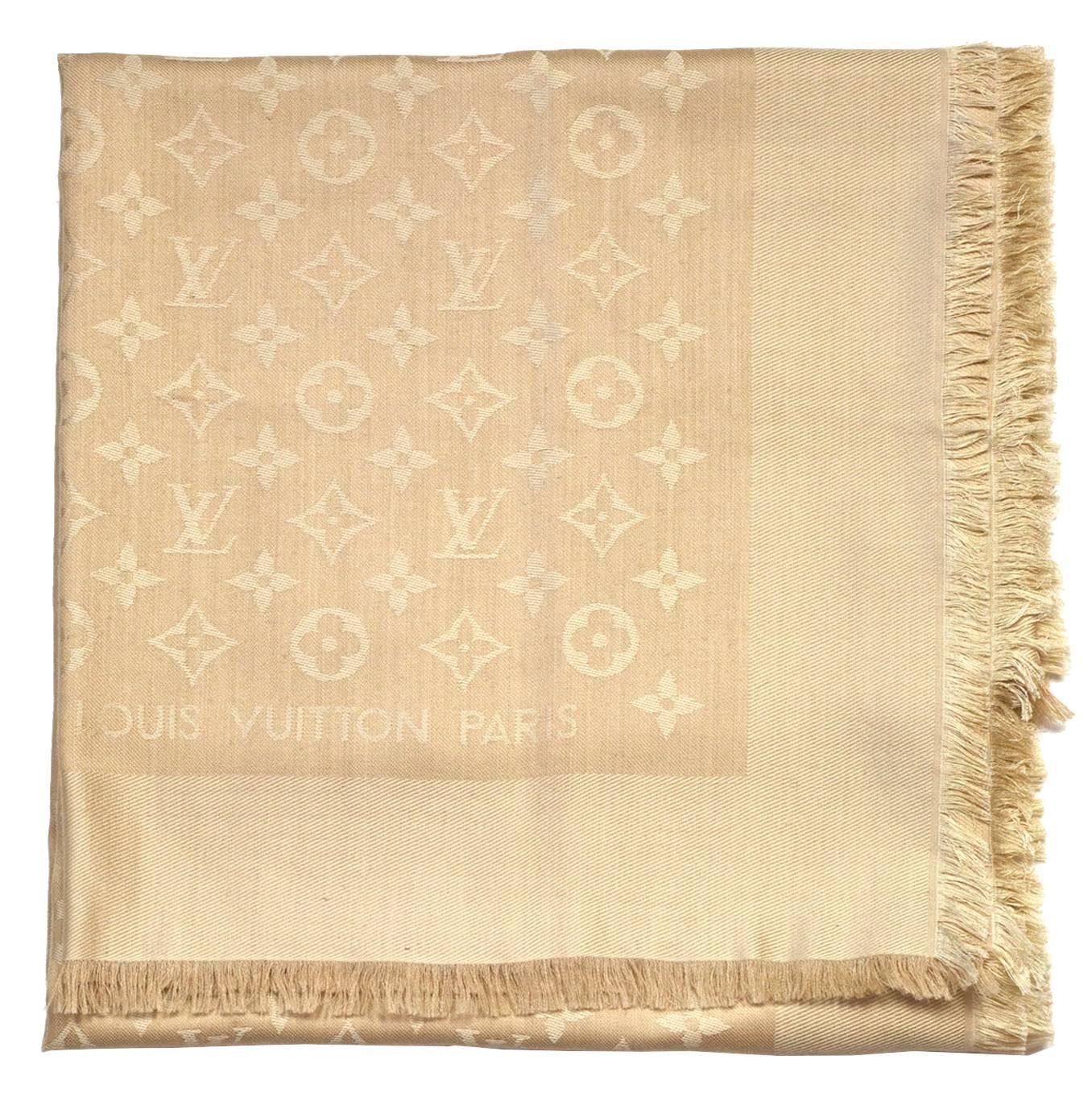 Louis Vuitton Nude Monogram Wool & Silk Large Scarf Shawl
