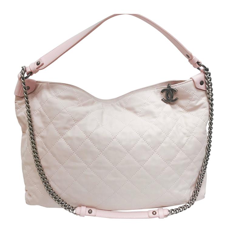 CHANEL Light Pink Quilted Calfskin Leather Coco Daily Hobo Bag 13C at 1stdibs