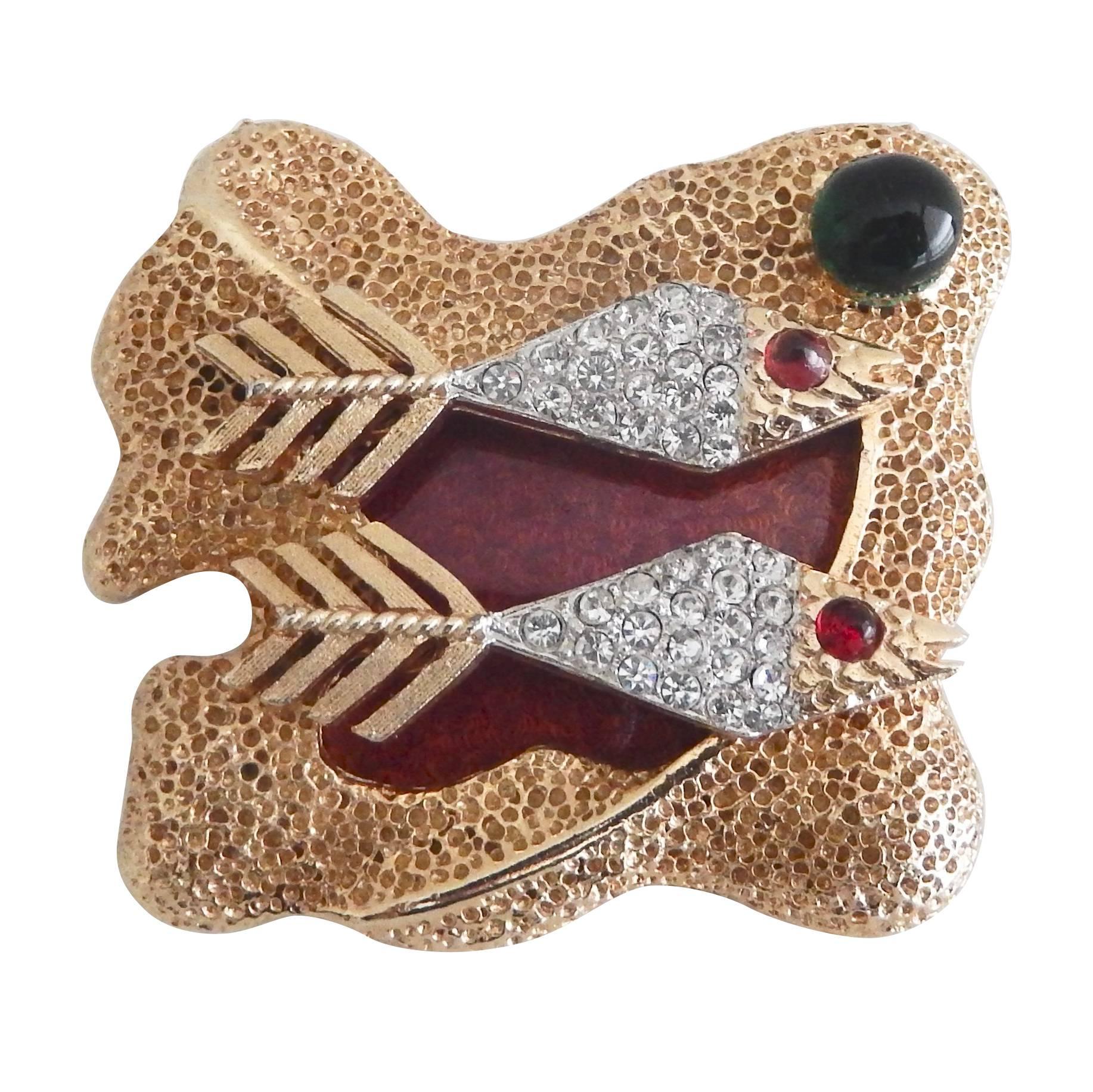 Vendome by Helen Marion Enamel and Rhinestone Brooch, 1960s  For Sale